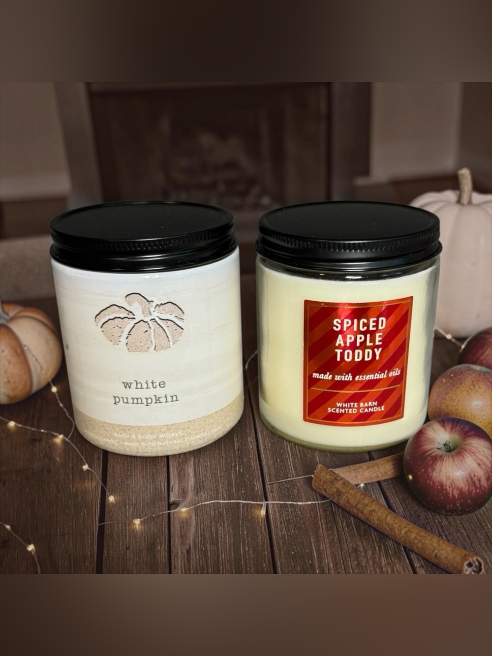 🩷♥️B2G1 FREE♥️BBW♥️White Pumpkin & Spiced Apple Toddy Single Wick Candle Duo